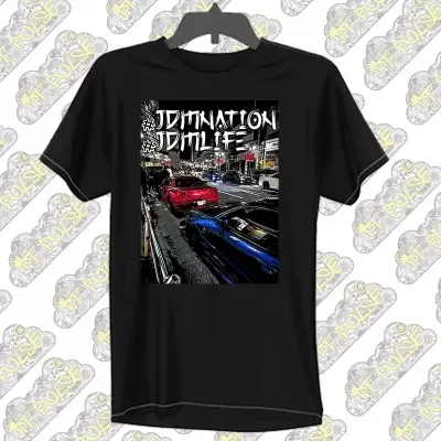 T-shirt preta com estampa urbana e texto branco