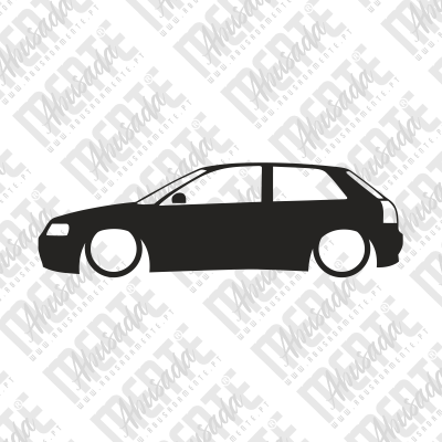 Silhueta de carro urbano preto de três portas