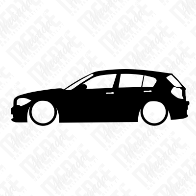Silhueta preta de um carro hatchback lado direito