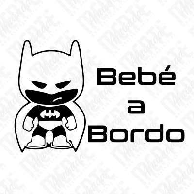 Desenho de super-herói estilizado com texto Bebé a Bordo