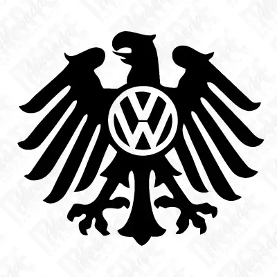 Logotipo preto de águia estilizada com letras VW no centro