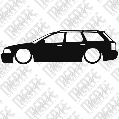 Desenho preto e branco de carrinha com quatro portas