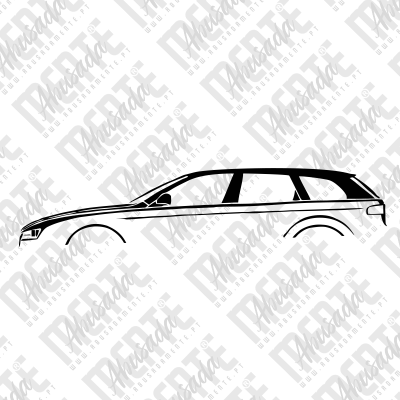Contorno de um carro Station Wagon desenhado a preto e branco