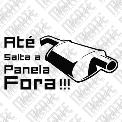 Ilustração a preto e branco de um silenciador automóvel com texto em português.