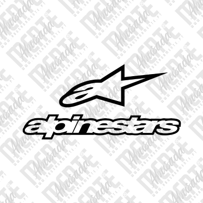 Logotipo preto da marca Alpinestars com estrela e texto