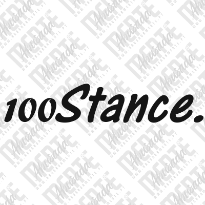Texto preto 100Stance. sobre fundo branco