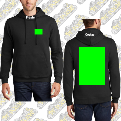 Sweatshirt preta com capuz e bolso frontal