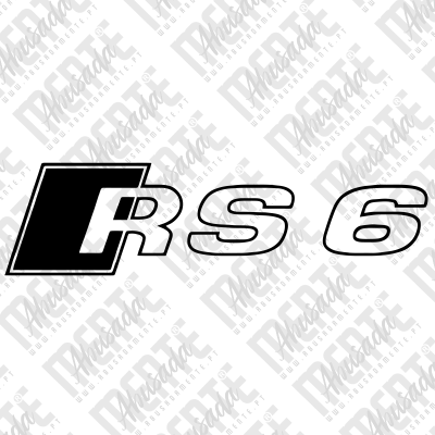 Logótipo preto e branco RS 6 com fundo preto em R