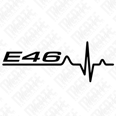 Adesivo preto E46 com linha de batimento cardíaco