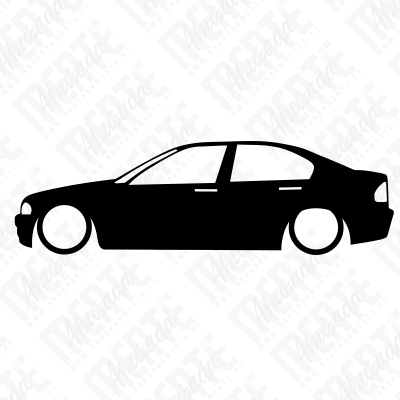 Silhueta preta de carro sedan de quatro portas visto de lado
