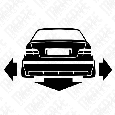 Ícone de carro visto de trás com setas à esquerda, direita e para baixo