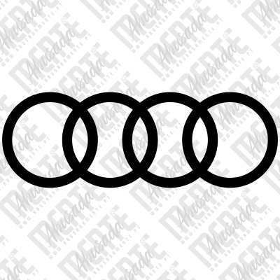 Logótipo Audi quatro anéis pretos entrelaçados fundo branco