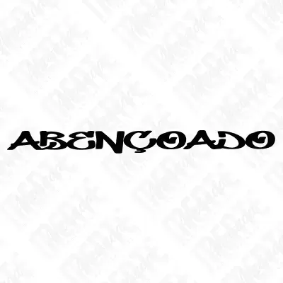 Palavra ABENÇOADO em letras pretas estilizadas sobre fundo branco