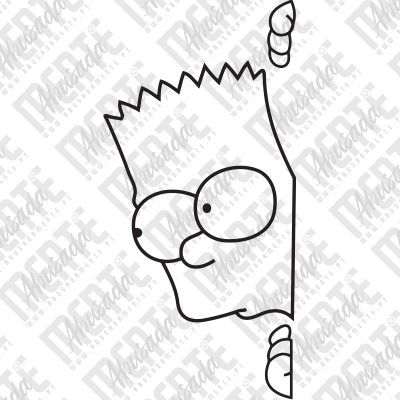 Desenho lineal a preto e branco da cara de Bart Simpson