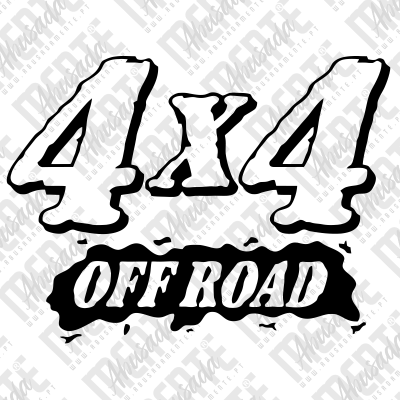 Logotipo 4x4 OFF ROAD em preto e branco com aspeto de lama