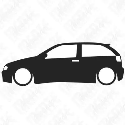Silhueta preta de um carro compacto com duas portas