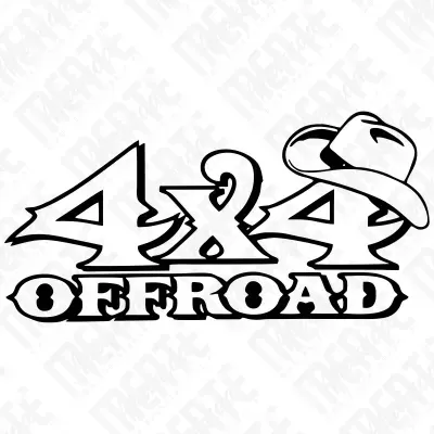 Gráfico texto 4x4 OFFROAD com chapéu cowboy