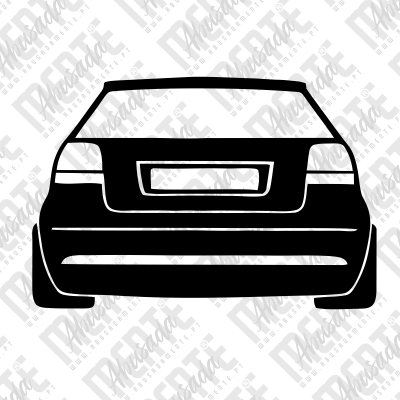 Desenho de carro visto de trás em preto e branco