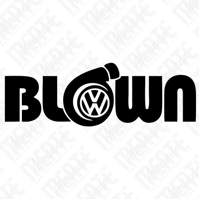 Palavra BLOWN em letras pretas com logótipo Volkswagen na letra O