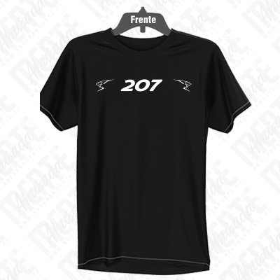 T-shirt preta com números 207 e desenhos brancos ao lado