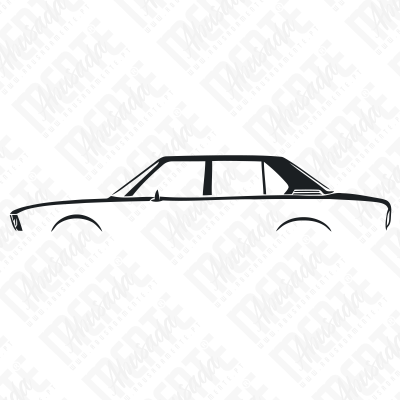 Desenho do perfil lateral de um carro clássico em preto e branco