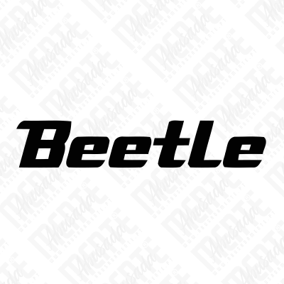 Palavra Beetle em fonte preta e itálica sobre fundo branco