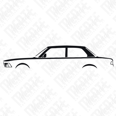 Desenho preto e branco de carro clássico lateral