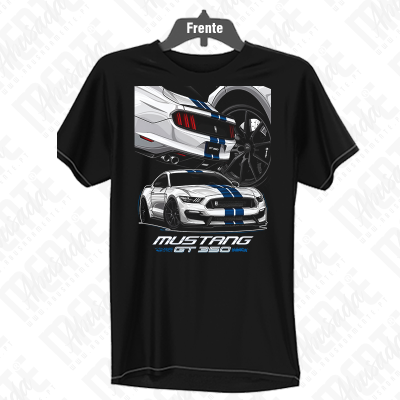 T-shirt preta com estampado de carro Mustang GT 350
