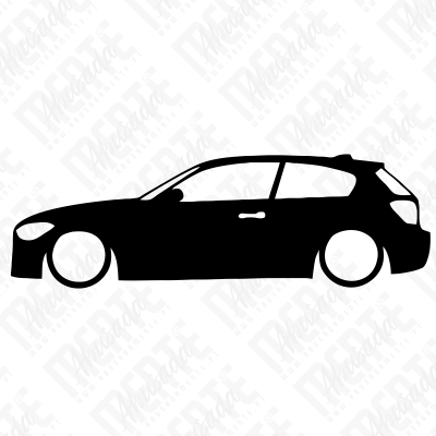 Silhueta de carro preto vista de lado em fundo branco