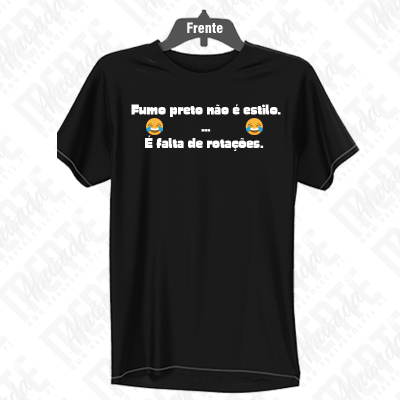 T-shirt preta com texto branco e emojis de riso