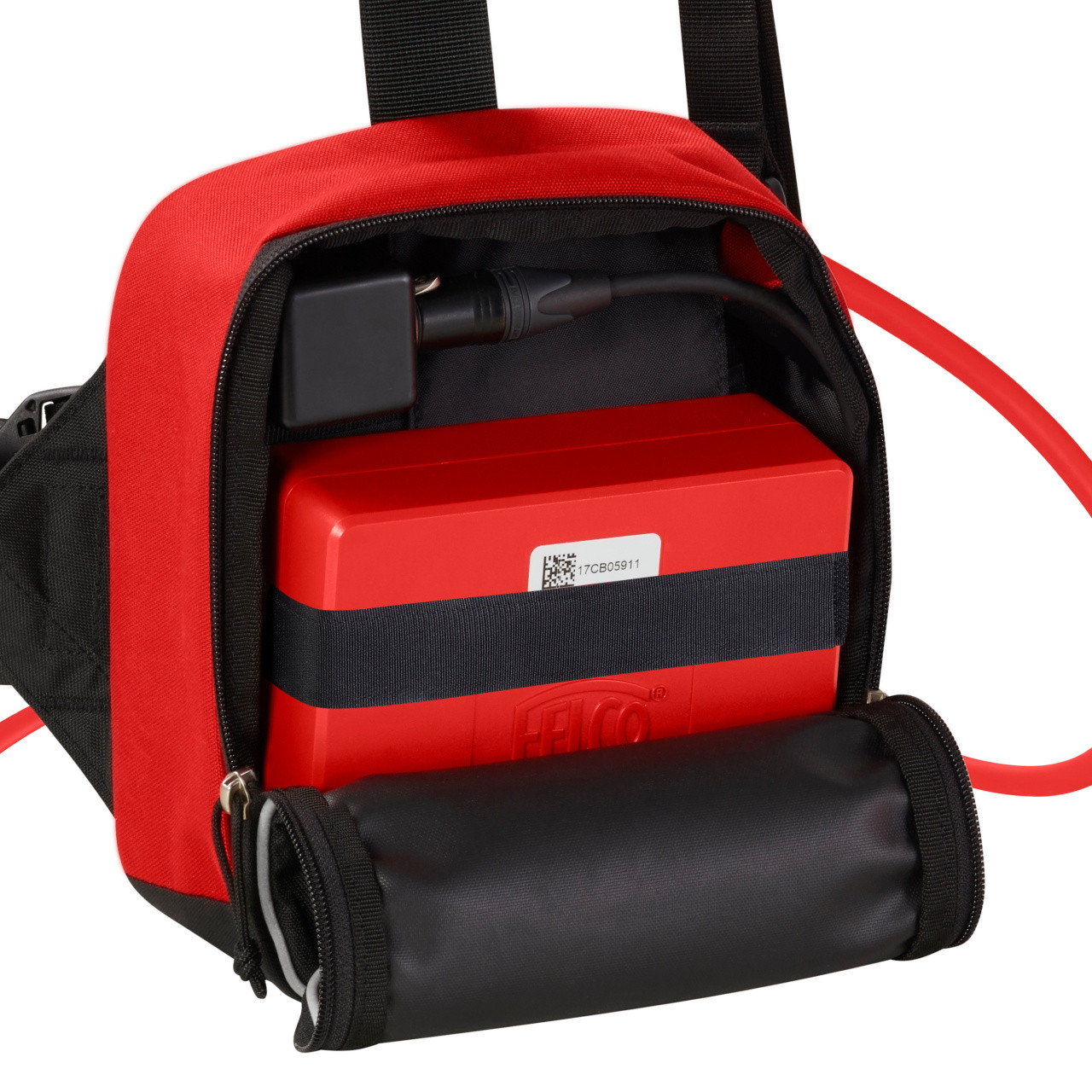 Tesoura Bateria Felco 822+ Kit Completo Bolsa pequena vermelha e preta com caixa vermelha e carregador no interior