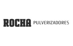 Logótipo texto ROCHA PULVERIZADORES em preto sobre branco