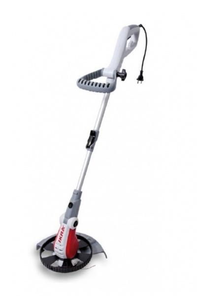 Aparelho eléctrico aparador com base preta e detalhes em branco, cinza e vermelho