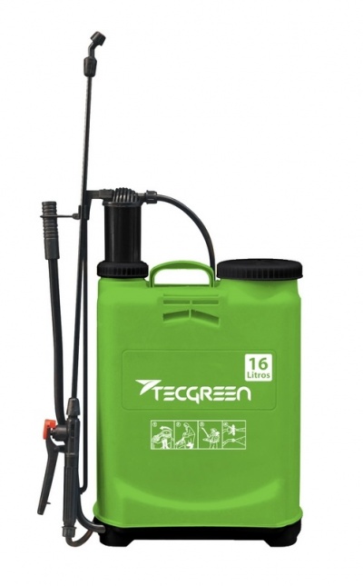Pulverizador verde TEGGREEN 16 litros com mangueira e pistola pretas
