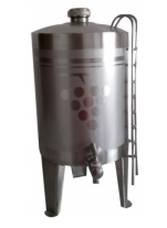 Recipiente metálico cilíndrico com tampa, suporte de três pernas e torneira na parte inferior