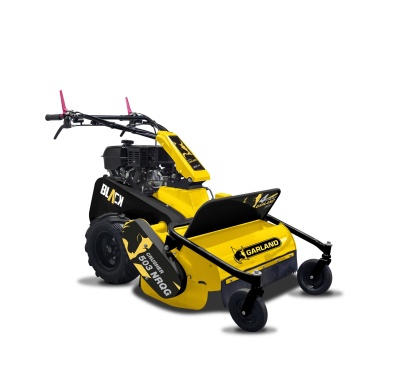 Máquina de jardinagem GARLAND amarela e preta sobre fundo branco