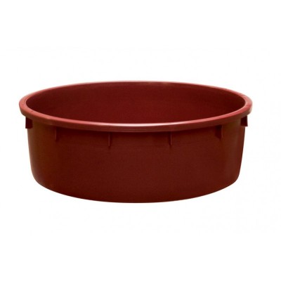 Bacia redonda castanha em plástico com borda grossa na parte superior