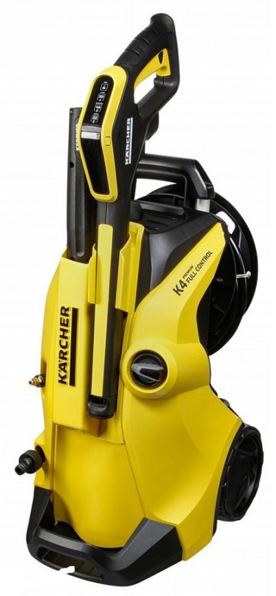 Máquina de lavar a alta pressão Karcher K4 Full Control amarela e preta com pistola e mangueira