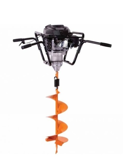 Perfuradora de solo a gasolina com broca helicoidal laranja