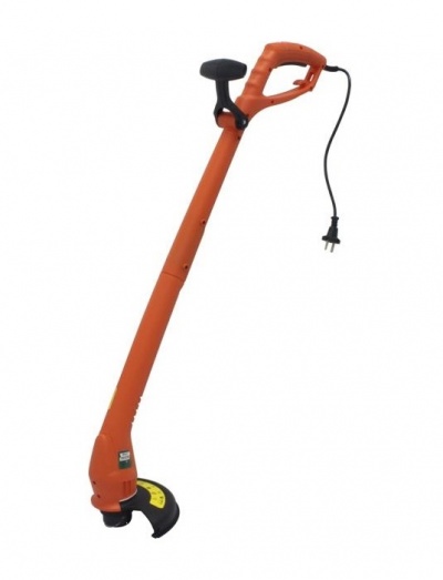 Aparador de relva elétrico laranja com cabo e ficha