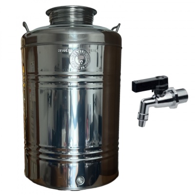 Recipiente de metal inoxidável com torneira metálica preta