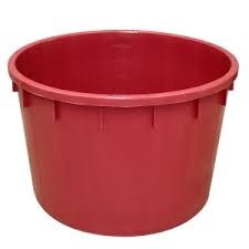 Recipiente redondo de plástico vermelho