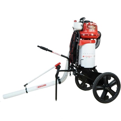 Máquina de pulverização de mochila com tanque branco e motor vermelho