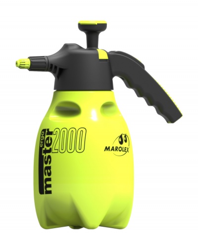 Pulverizador amarelo com punho preto e texto de marca