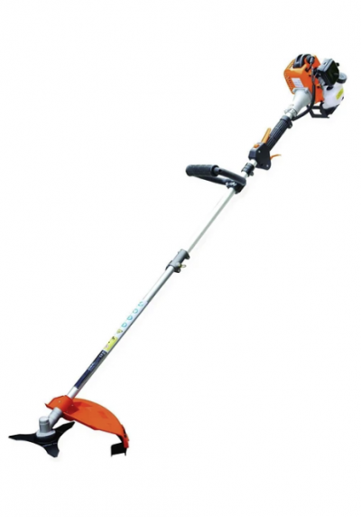 Aparelho de cortar relva com motor a gasolina e lâmina preta