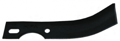 Lâmina metálica preta curva com orifícios de fixação