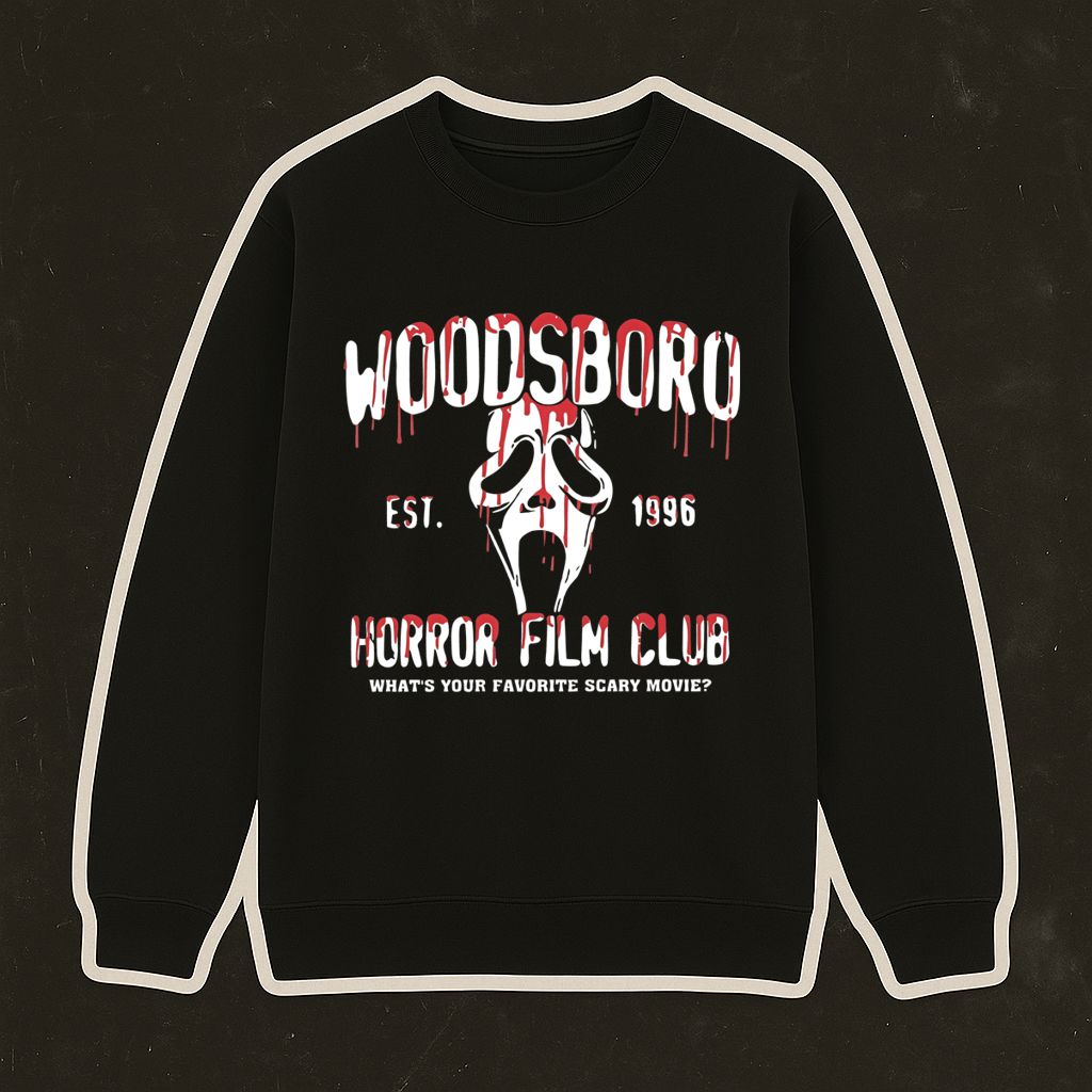 Camisola preta com estampado de filme de terror