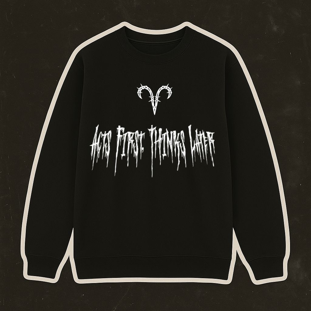 Sweatshirt preta com texto branco e símbolo no centro