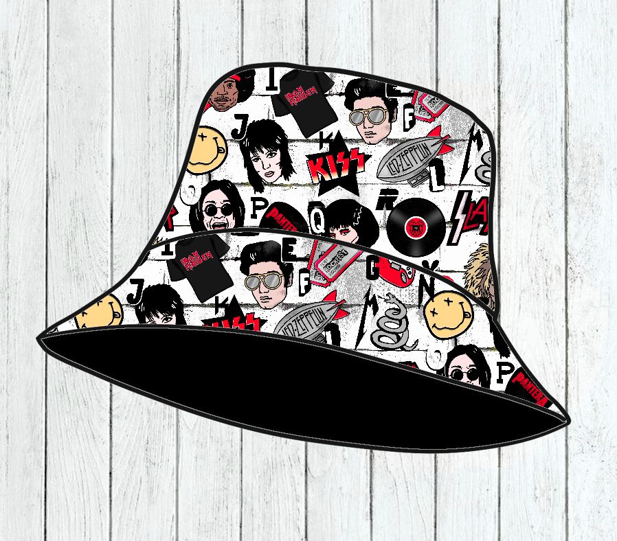 Chapéu pescador com padrão de banda de música colorido