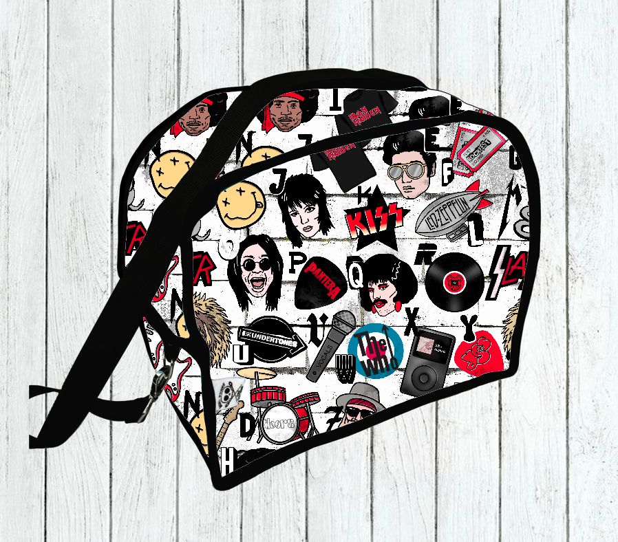 Mala tiracolo com padrão colorido e alça preta